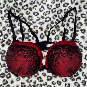 Smart & Sexy Red and Black Lace Bra